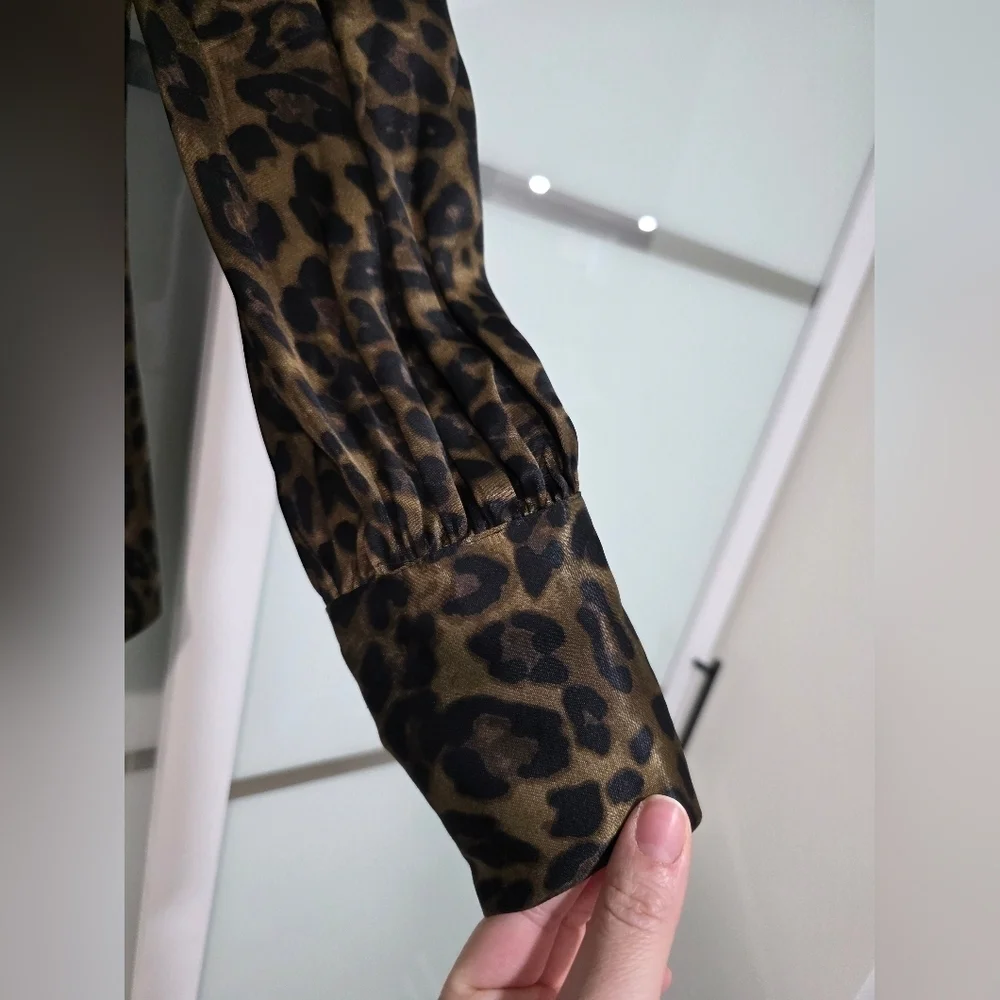 ZARA WOMAN ANIMAL PRINT SHIRT Top Blouse Leopard - Picture 3 of 16
